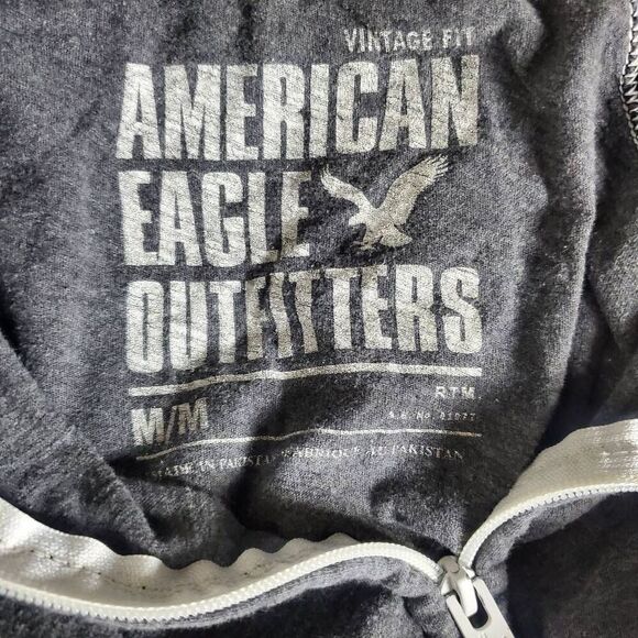 American Eagle Outfitters Gray Zip Hoodie Vintage Fit Medium Full Zip Sweatshirt - Picture 6 of 7
